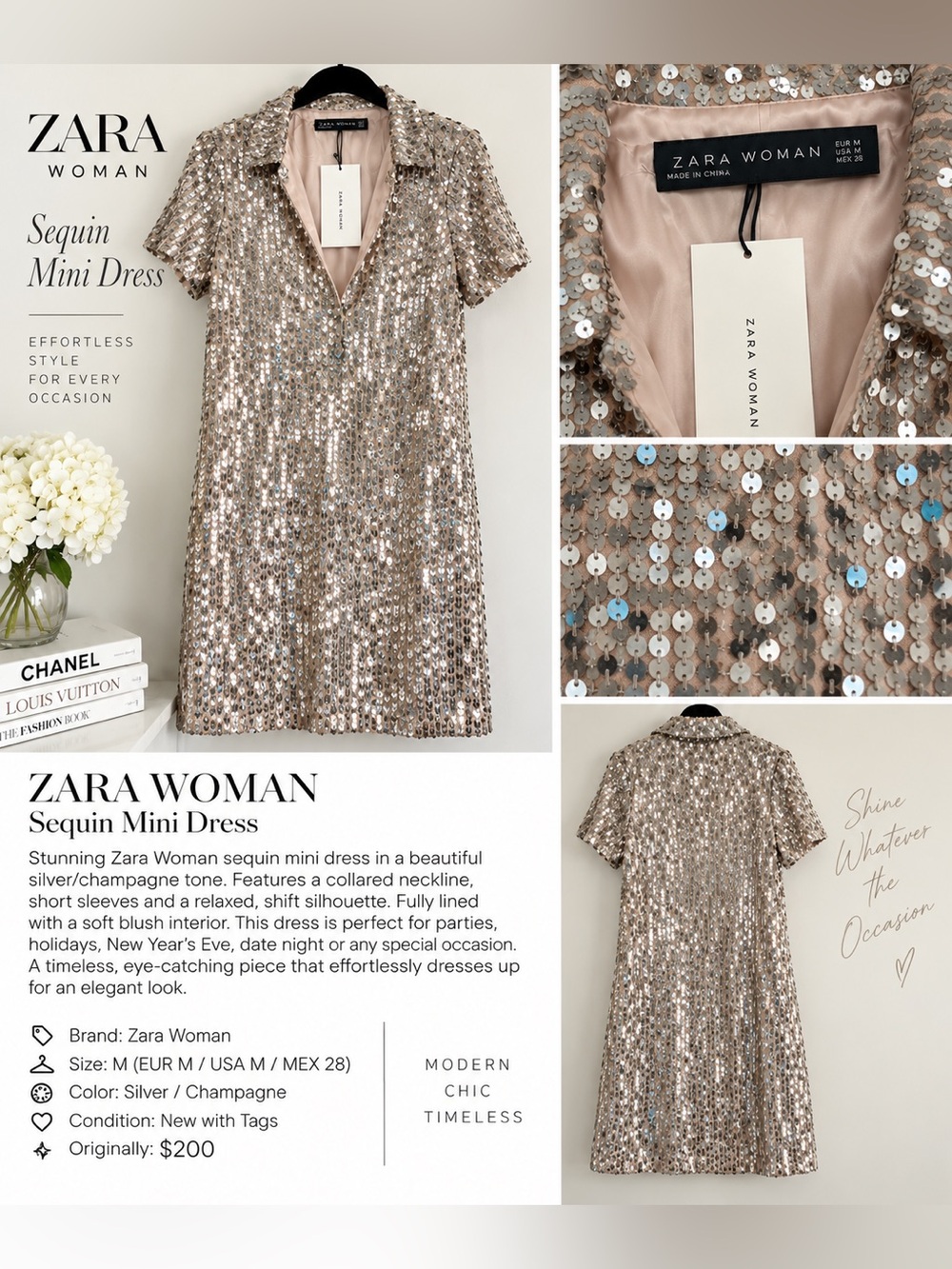 Zara Woman Sequin Mini Dress – NWT
